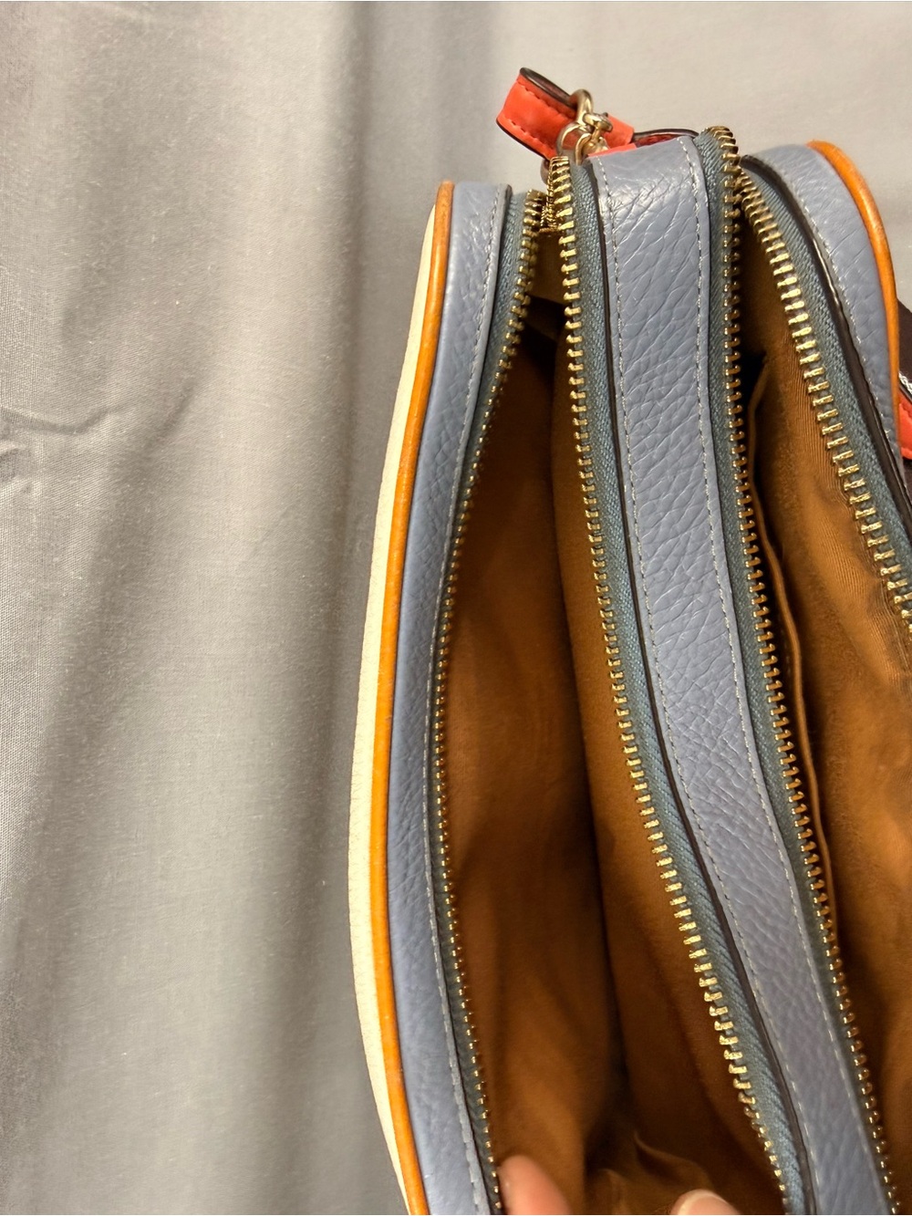 Coach Cream Pebbled Leather Crossbody with Tan Trim and Black Strap - Picture 3 of 5